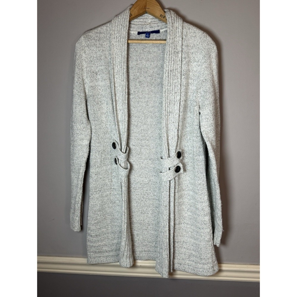 Apt. 9 Women's Size Small Cardigan Tunic Sweater Gray open Knit